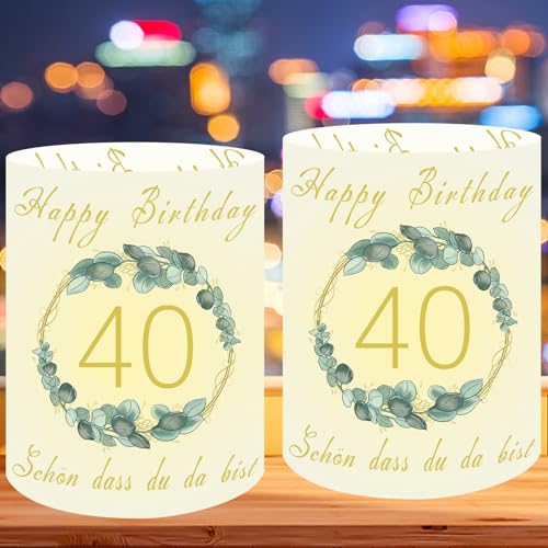12 Stück Windlicht Tischdeko 40 Geburtstag,40 Jahre Happy Birthday Tischdeko,Deko 40 Geburtstag Frau Mann, Schön DASS Du Da Bist,für Teelichter oder Kerzen. von JLTXKST