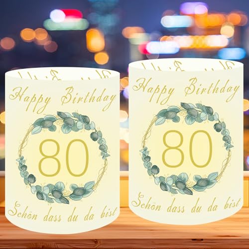 12 Stück Windlicht Tischdeko 80 Geburtstag,80 Jahre Happy Birthday Tischdeko,Deko 80 Geburtstag Frau Mann, Schön DASS Du Da Bist,für Teelichter oder Kerzen. von JLTXKST