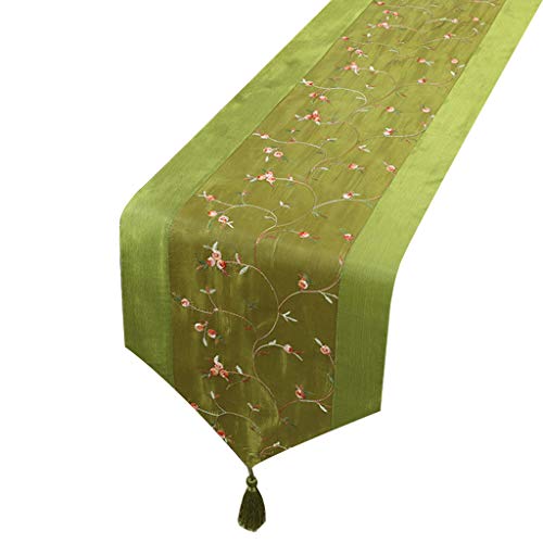 JLWM Brokat Satin Tischläufer Tischband, Retro Tuch Kaffeetisch Tischdecke Fernsehschrank Cover-Grün-33 * 150cm JLWM Brokat Satin Tischläufer Tischband, Retro Tuch Kaffeetisch Tischdecke Fernsehschrank Cover-Grün-33 * 150cm von JLWM