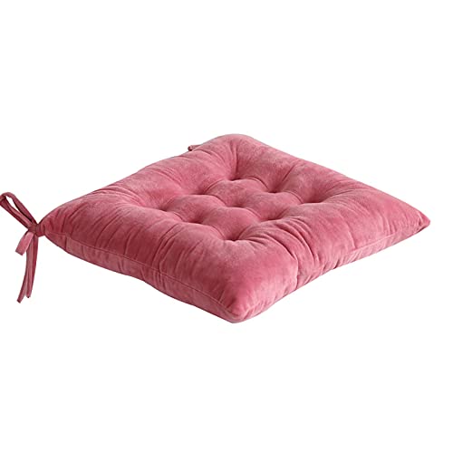 JLWM Sitzkissen Einfarbig Kristall Samt, Sitzauflage Plüsch PP Baumwolle Stuhlkissen Mit Krawatten Verdicken Für Essensstuhl Tatami-dunkelpink-42x42cm von JLWM