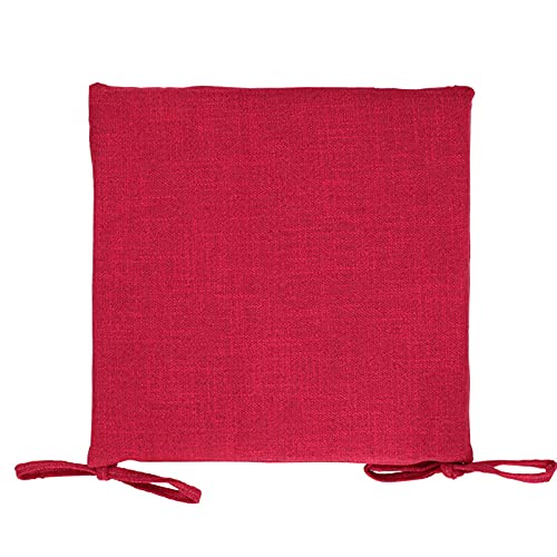 JLWM Sitzkissen Einfarbig Leinen- Sitzauflage Für Essensstuhl Tatami Stuhlkissen Mit Krawatten Verdickt Abnehmbare Und Waschbare Abdeckung-rot-45x45cm von JLWM