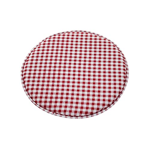 JLWM Sitzkissen Für Runder Hocker Sitzauflage Kariert Gitter Karo Tartan Plaid Baumwolle Leinen Stuhlkissen Gurt Nicht-Unterhose-rot-Durchmesser-33cm von JLWM