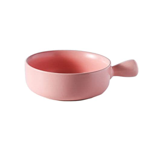 JLWM Suppenschüssel Mit Henkel Einfarbig, 580ML Japan Suppenschüsseln Mit Deckel Aus Porzellan Keramik Ofen Mikrowelle Küche Für Nudeln Backen Schimmel-Pink A von JLWM