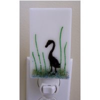 Schmelzglas Nachtlicht Reiher Auf Weiß Schmelzglas Nachtlicht Reiher Auf Weiß von JLWilliamsGlassArt