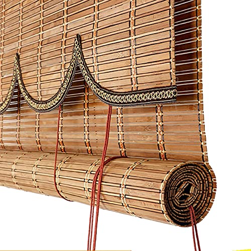 Bambusrollo Rollos Bambus Rollo Sonnenschirm für Außen Pergola Balkon, Sichtschutz Jalousien mit Valance, 95cm/115cm/135cm/155cm Breit (Size : 135×270cm(53×106in)) von JLXJ