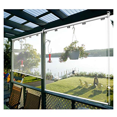 JLXJ PVC Rollos Balkon Fenster PVC-Rollläden mit Armaturen, Wasserdicht Transparent Horizontale Rollo-Jalousie für Außen Pavillon Büro (Color : W×H, Size : 145×160cm(57"×63")) von JLXJ