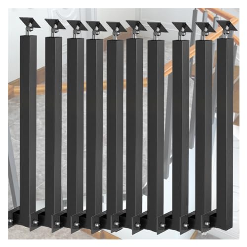 Baluster Spindelpfosten 1 5 10 Pack Metall Geländerspindeln, Terrasse Balkon Treppe Handlauf Geländer/ Spindeln für Treppe mit 270° verstellbarer oberer Halterung, Seitlich montierte schwarze Eisenpfo von JLXJYS