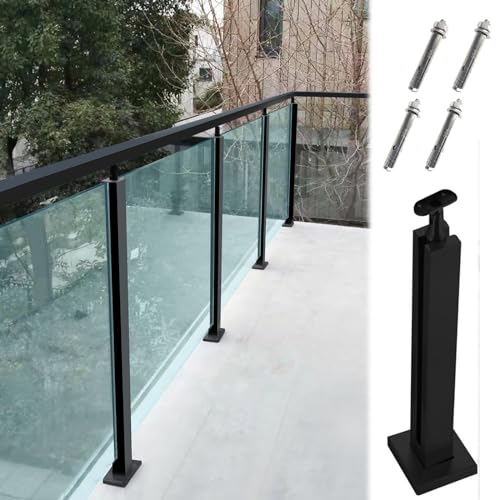 Glasgeländer Pfosten Geländer Glasgeländer Panels Clamp Post für Deck，Glasgeländersäulen-System/ Treppe Glasgeländerpfosten Hochbelastbare schwarze End-/Mittel-/ Eckpfosten(Kann Handlauf hinzufügen) ( von JLXJYS