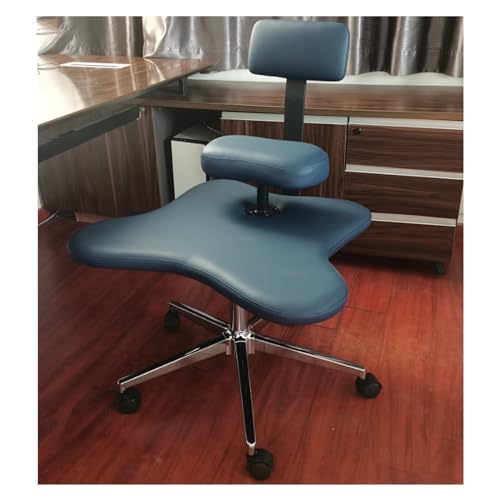 JLXJYS Kniestuhl Büro-Heim-Kniestuhl mit gekreuzten Beinen Für ergonomisches Sitzen zur Haltungskorrektur, Meditationsstuhl mit Rückenlehne, Höhenverstellbarer Schreibtischstuhl Hocker (Color : Blue) von JLXJYS