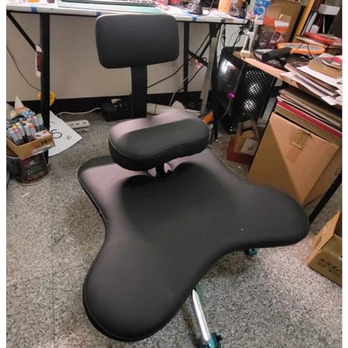 JLXJYS Kniestuhl Bürostuhl kniend, Ergonomischer Kniestuhl mit Rückenlehne für ergonomischen Sitz zur Haltungskorrektur, Verstellbarer Hocker Schwarz Blau Grau Off-White (Color : Black) von JLXJYS