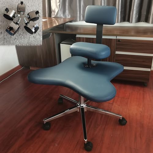 JLXJYS Kniestuhl Bürostuhl kniend, Ergonomischer Kniestuhl mit Rückenlehne für ergonomischen Sitz zur Haltungskorrektur, Verstellbarer Hocker Schwarz Blau Grau Off-White (Color : Blue) von JLXJYS