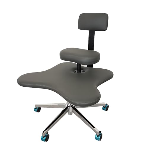 JLXJYS Kniestuhl Kniestuhl mit Rückenlehne und 5 Bremsrädern, Verstellbarer Kniestuhl für den Schreibtisch 300 lbs Kapazität für Yoga-Enthusiasten, Ergonomischer Kniestuhl (Color : Gray) von JLXJYS