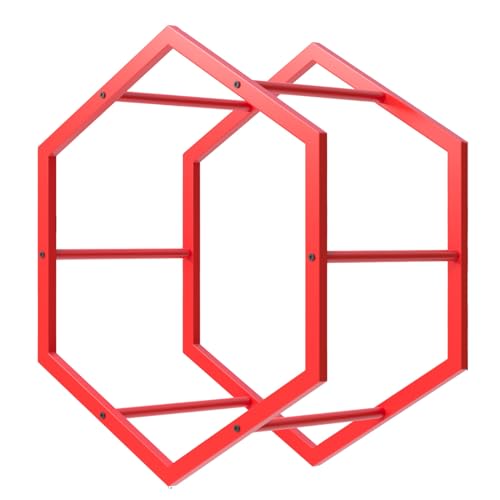 JLXJYS Reifenregal Reifenständer Felgen-Reifenständer für Garage, Haus Messe Autowerkstatt Floor Standing Tyre Hexagon Display Stand, Dreieckiger Eisenfuß Rad-Organizer-Halter (Size : Red-68x39x78cm) von JLXJYS
