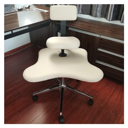 Kniestuhl Büro-Heim-Kniestuhl mit gekreuzten Beinen Für ergonomisches Sitzen zur Haltungskorrektur, Meditationsstuhl mit Rückenlehne, Höhenverstellbarer Schreibtischstuhl Hocker ( Color : Off-white ) von JLXJYS