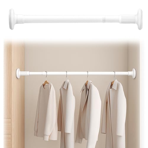 kleiderstange schrank Verstellbare Kleiderstange für den Kleiderschrank, Garderobenstange zum Aufhängen von Kleidung für Badvorhang Anprobe Zimmer Balkone, Garderobenstangen-Halter (Color : White, S von JLXJYS