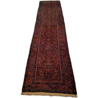 Toller Zustand Rot/Blau Antiker Läufer - 3'1" X 13'2" von JLiviRugCo