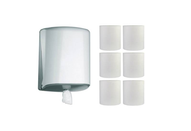 JM Metzger Papierhandtuch 1 Rollenhandtuchspender Jofel Azur Midi Box Weiß + 6 Handtuchrollen von JM Metzger