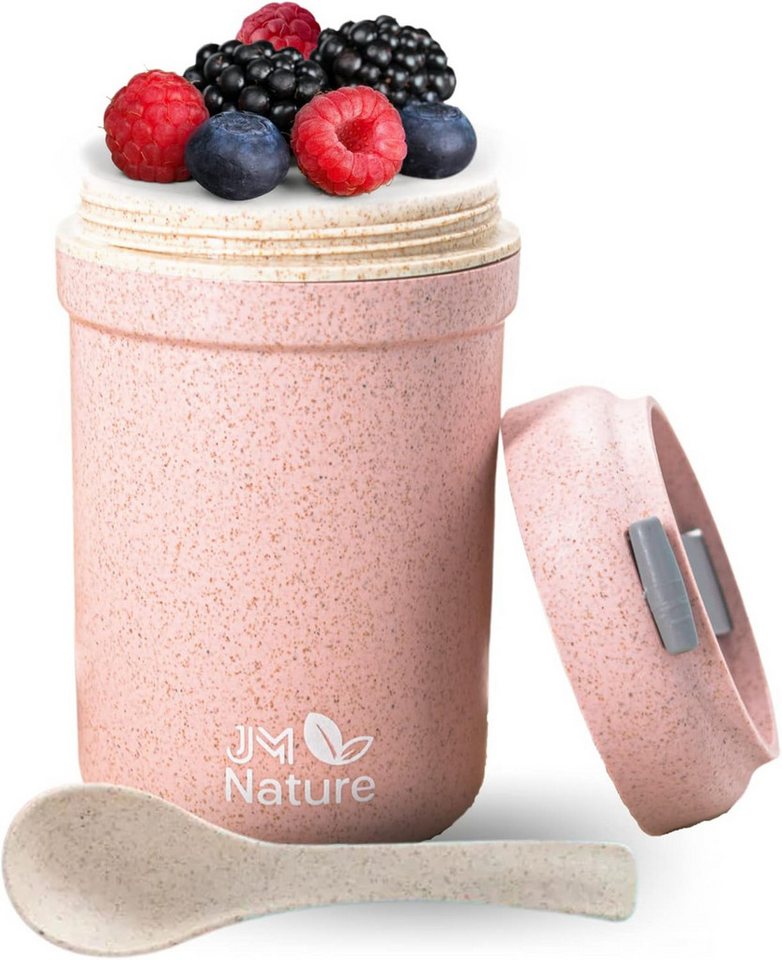 JM Nature Müslibox JM Nature 2er Set Müslibecher To Go Joghurtbecher mit Deckel Löffel von JM Nature