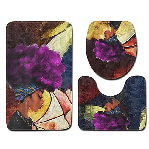 JMAHM Badematten Set 3 Stück Badezimmer Set Toilettenset Set Sockel Mat rutschfeste Badematte (Lone lamp) von JMAHM
