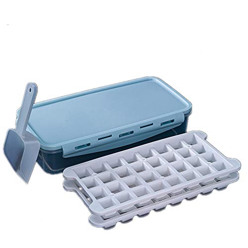 JMAHM Eiswürfelformen Eiswürfelschalen mit Auslaufsicherem Deckel Eisschaufel Eisbox Ice Cube Tray für Obst Babynahrung von JMAHM