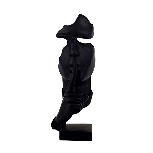 JMAHM Ornaments Silence is Gold Figur Statue Skulpturen Kunstharz übergroße Dekoration Basteln für Zuhause Wohnzimmer (28 cm, schwarz) von JMAHM