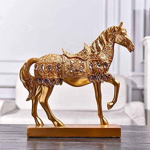 JMAHM Pferde-Ornamente, Pferde-Skulpturen, Kunstharz, übergroß, Dekoration für Zuhause, Wohnzimmer (29 cm, Gold) von JMAHM