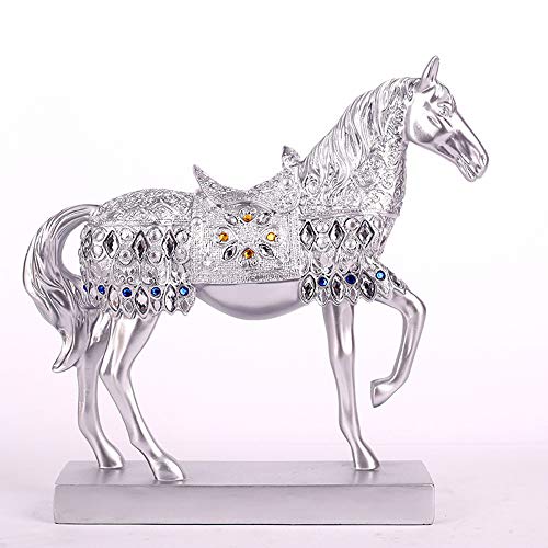 JMAHM Pferde-Ornamente, Pferde-Skulpturen, Kunstharz, übergroß, Dekoration für Zuhause, Wohnzimmer (29 cm, Silber) von JMAHM