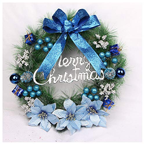 JMAHM Tannenzapfen Kranz Weihnachtstür Wandschmuck 30/40cm Weihnachtskranz Tür Kranz Kränze Girlanden (40cm/15,8in, Blue) von JMAHM