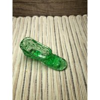 Smaragdgrüner Fenton Glas Slipper Diamond Cut Gr. 3'' Über 1, 5 cm Hoch von JMAntiquesandUniques