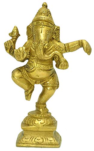 JMD Handcrafted Dancing Ganesh, Metall, Gold, 10,2 cm von Zap Impex
