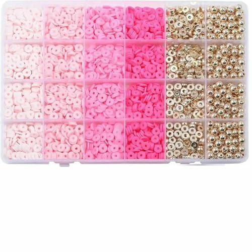 14400/4200/2400 Stück sortierte Polymer-Tonperlen-Set zur DIY-Schmuckherstellung – handgefertigtes Handwerk für Armbänder, Halsketten, Ohrringe – Rosa Set von JMGDJ