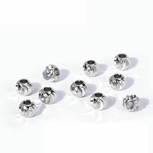 2,5/3/4/5/6 mm Abstandsperlen für Schmuck, 18 Karat vergoldete Trenner für DIY-Perlen, Muster, runde Perlen, rhodiniert_a-2,5 mm, 100 Stück von JMGDJ