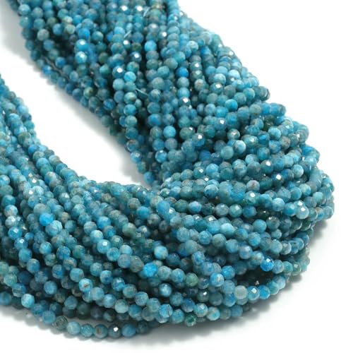 2 3 4,0 mm facettierte winzige Perlen, natürlicher Aquamarin, Lapislazuli, Turmalin, Amethyst, Steinperlen zur Schmuckherstellung, DIY-Zubehör, Apatit, 2 mm, ca. 175 Stück von JMGDJ