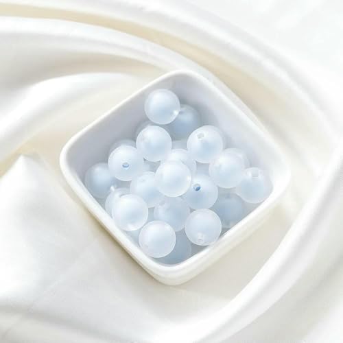30–50 Stück 8–15 mm runde, transparente, mattierte Acrylperlen in AB-Farbe, lose Abstandsperlen für die Herstellung von DIY-Schmuck, handgefertigtes Zubehör – mattiert blau – 10 mm x 50 Stück von JMGDJ