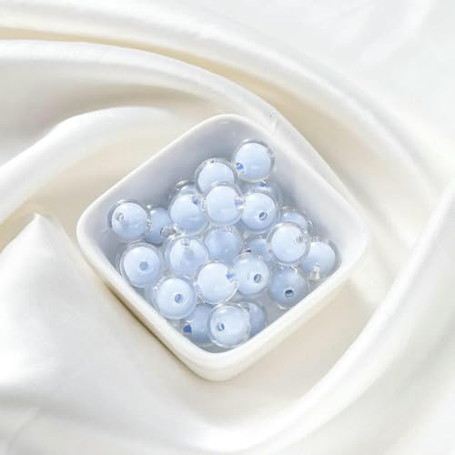 30–50 Stück 8–15 mm runde, transparente, mattierte Acrylperlen in AB-Farbe, lose Abstandsperlen für die Herstellung von DIY-Schmuck, handgefertigtes Zubehör – transparent blau – 10 mm x 50 Stück von JMGDJ