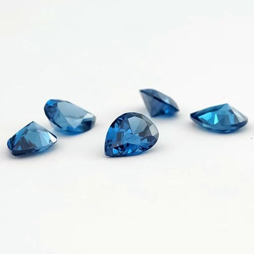 Birnenförmiger Zirkonia 5A, lose CZ-Steine, Grün, Meerblau, Kaffee, Rhodolith, Tansanit, Zirkon, Größe 3 x 5~10 x 12 mm, Blau, 6 x 8 mm, 50 Stück von JMGDJ
