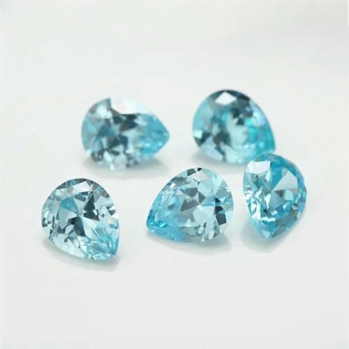 Birnenförmiger Zirkonia 5A, lose CZ-Steine, Grün, Seeblau, Kaffee, Rhodolith, Tansanit, Zirkon, Größe 3 x 5 – 10 x 12 mm, Seeblau, 6 x 8 mm, 10 Stück von JMGDJ