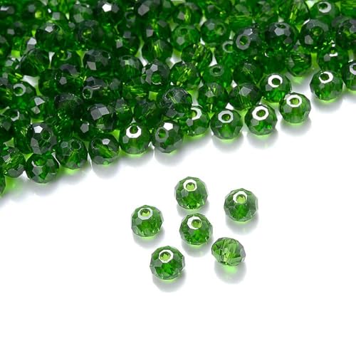 Dunkelrote 4/6 mm 40 Stück Rondelle Österreichische facettierte Kristallglasperlen Runde lose Abstandsperlen für die Schmuckherstellung - Dunkelgrün - 3,0 mm (120 Stück) von JMGDJ