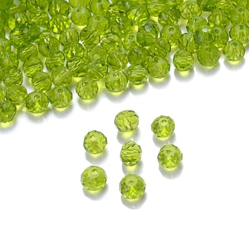 Dunkelrote 4/6 mm 40 Stück Rondelle Österreichische facettierte Kristallglasperlen Runde lose Abstandsperlen für die Schmuckherstellung - Olivin - 3,0 mm (120 Stück) von JMGDJ