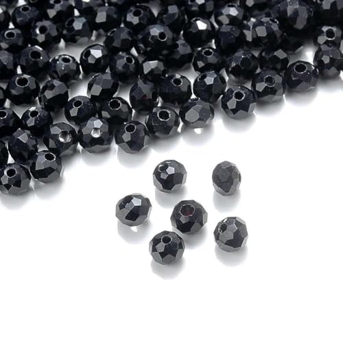 Dunkelrote 4/6 mm 40 Stück Rondelle Österreichische facettierte Kristallglasperlen Runde lose Abstandsperlen für die Schmuckherstellung-Schwarz-4,0 mm (120 Stück) von JMGDJ