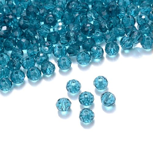 Dunkelrote 4/6 mm 40 Stück Rondelle Österreichische facettierte Kristallglasperlen Runde lose Abstandsperlen für die Schmuckherstellung - Seeblau - 3,0 mm (120 Stück) von JMGDJ