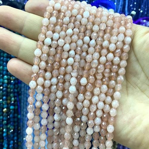 Naturstein, facettiert, oval, 5 x 6 mm, rosa Aventurin, lose Abstandsperlen für Schmuckherstellung, DIY-Ohrringe, Armbänder, Charms, Zubehör – Sonnenstein-Chalcedon – 5 x 6 mm, 27–29 Stück von JMGDJ