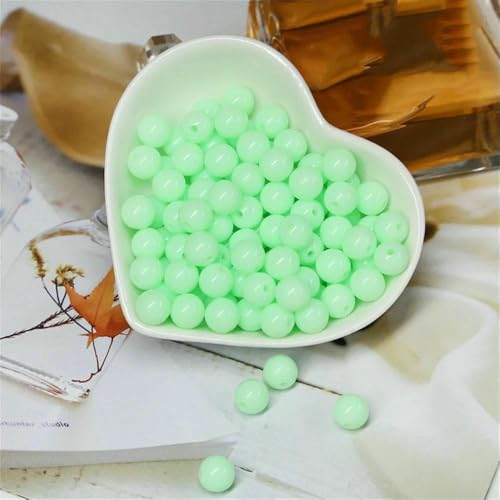 Runde Acrylperlen in Bonbonfarben, 6 mm, 8 mm, 10 mm, lose Kugeln, Abstandsperlen für Handarbeiten und Schmuckherstellung, Helles Smaragdgrün, 8 mm, 100 Stück von JMGDJ