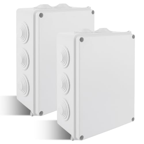 JMIATRY 2 Stück Verteilerdose Aufputz, Abzweigdose Aufputz Weiß, 200x155x80mm Abzweigdose Wasserdicht IP65, ABS-Elektrokasten Abzweigkasten Kabelabzweigkasten wasserdicht von JMIATRY