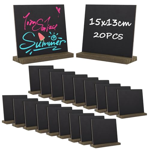 JMIATRY 20 Stück Kreidetafel, Schiefertafel Zum Beschriften, Kreidetafel Klein für Buffet, Hochzeit, Party, Preisschilder, 15x13x0.3cm von JMIATRY