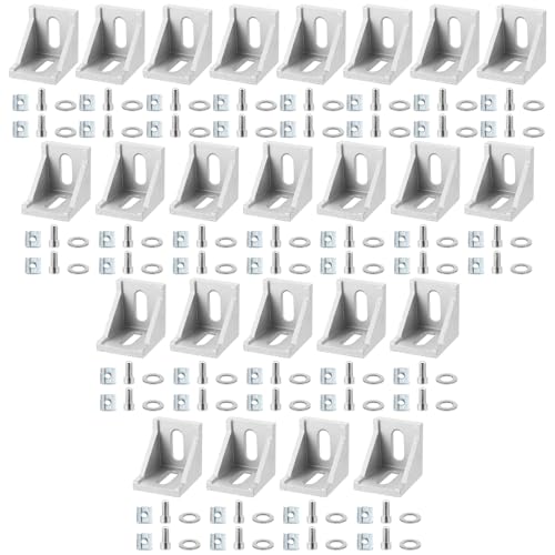 JMIATRY 24 Stück Befestigungsmaterial Winkel, Aluprofil 40x40, Aluprofil Winkel für Aluprofil Winkel Wandhalter Montagematerial von JMIATRY