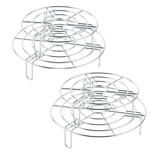 JMIATRY 4 Stück Kuchengitter Abkühlgitter, Kuchengitter Edelstahl, Auskühlgitter Rund Dampfeinsatz für Topf zum Backen, Kochen, Kühlen (15.5cm+19.5cm) von JMIATRY