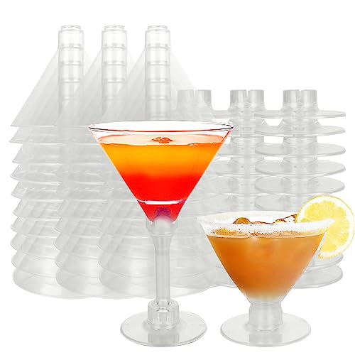 JMIATRY 50 Stück Martini-Gläser aus Kunststoff, 150 ml, transparente Cocktailgläser, wiederverwendbar, Mehrzweck-Kunststoff-Partybecher für Hochzeit, Jahrestag, Weihnachten und Geburtstagsparty von JMIATRY