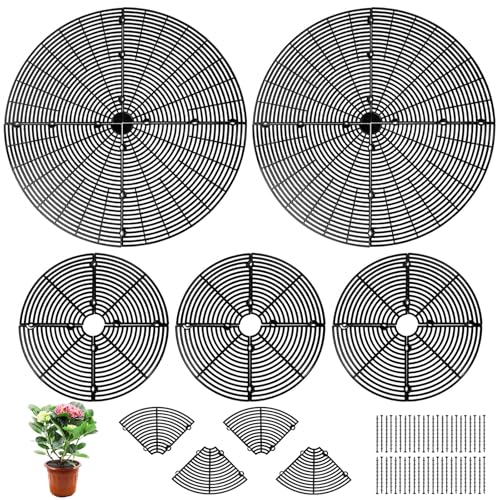 JMIATRY 5er-Set 30cm+52cm Blumentopfgitter, Blumentopf Abdeckung, Pflanzenschutzgitter Katze Blumentopfschutz Blumentopf Schutz vor Tieren und Kindern (Schwarz) von JMIATRY