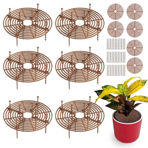 JMIATRY 6er-Set 30cm Blumentopfgitter, Blumentopf Abdeckung, Pflanzenschutzgitter Katze Blumentopfschutz Blumentopf Schutz vor Tieren und Kindern (Braun) von JMIATRY